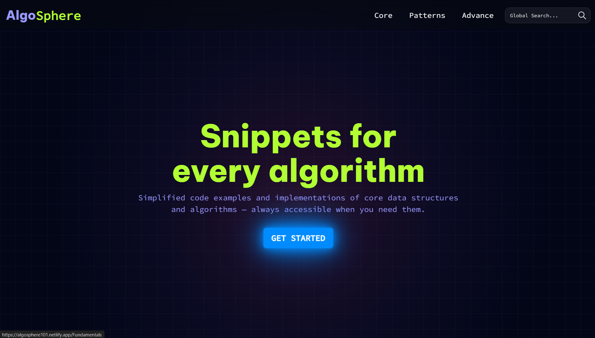 AlgoSphere learning platform screenshot